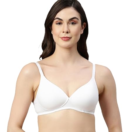 Enamor A039 Perfect Coverage Supima Cotton T-Shirt Bra- Padded, Wirefree & Medium Coverage White