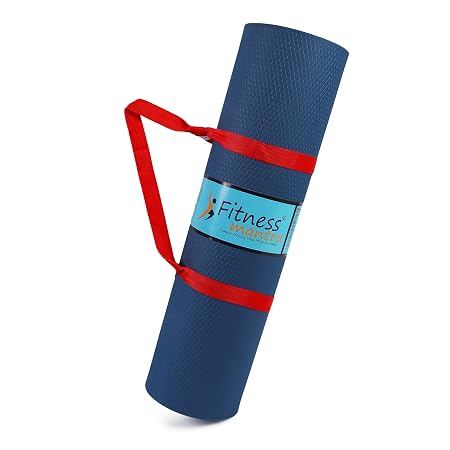 Fitness Mantra® 4mm Anti-Slip Yoga Mat for Yoga Exercise |Qnty.-1 Pcs.| with Carrying Strap| (Navy Blue, 4mm) (Navy)