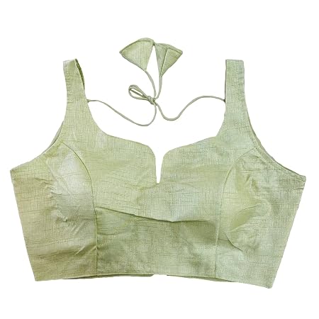 Pujia Mills Women's Heavy Phantom Silk Bollywood Style Sleeveless Trendy Blouse(Veda) (Pista, 36)