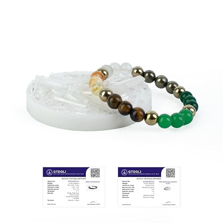 Astrotalk Dhan Yog Bracelet with Raw Selenite Plate |Attracts Wealth & Prosperity | Manifest Wealth with Citrine, Jade, Tiger Eye & Pyrite Stone | Bracelet for Man & Woman | Gift for Man & Woman