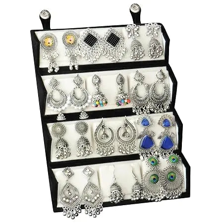Ishq-E-Jhumka Oxidized Designer Earrings Set of 12 With Folding Jewelry Box - Jados Fashion