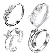 Silver Rings For Women Stainless Steetl AD Heart Hug Silver Adjustable Ring - Jados Fashion