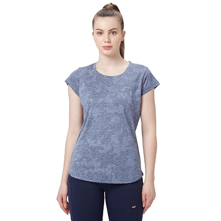 berge' Ladies Polyester Dry Fit Western Shirts & Tshirts for Women, Quick Drying & Breathable Fabric, Gym Wear Tees & Workout Tops (Blue Colour)