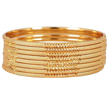 Shining Diva Fashion Set Of 8 Latest Traditional Design One Gram Gold Plated Bangle for Women (Golden) (11712b_2.6)