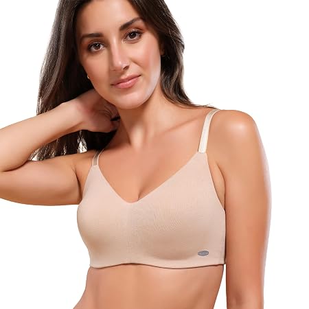Enamor Women A027 Full Coverage Cotton Bra-Non-Padded Wirefree Paleskin, Beige