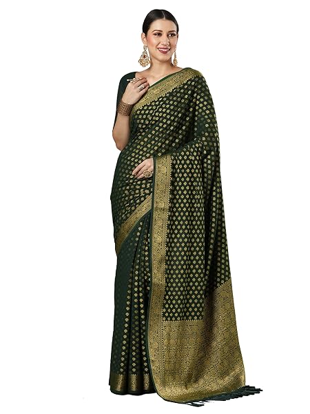 AKHILAM Women's Pink Woven Design Georgette Saree With Unstitched Blouse Piece (19ALEKHA1903)