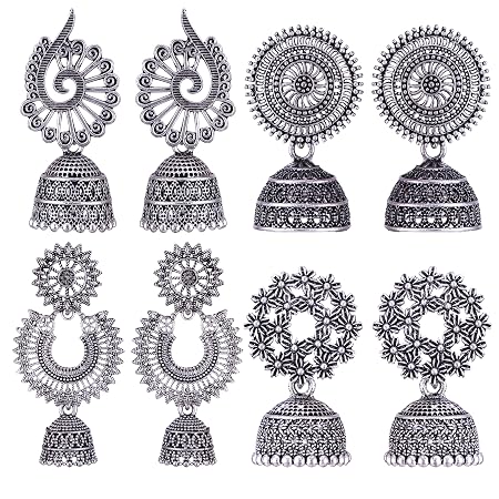 MEENAZ earrings for women fashion jhumka oxidised Silver Earrings for women Combo chandbali pearl chandbali stylish jhumkas traditional Earrings For girls South indian traditional Ear Rings -M124