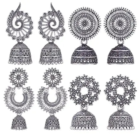 earrings for women fashion jhumka oxidised Silver Earrings for women Combo - Jados Fashion