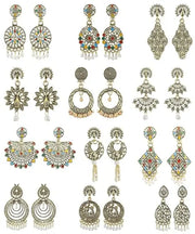 Combo Pack of 12 Pairs Antique Gold Plated Oxidized Earrings for Women & - Jados Fashion