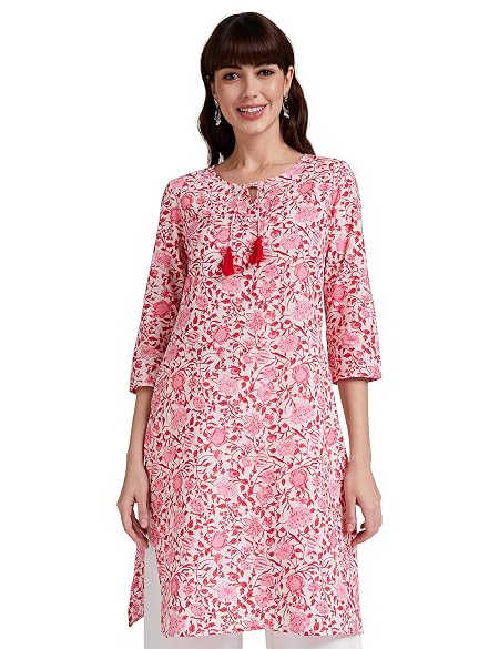 Amazon Brand - Myx Women's Cotton Regular Kurti (PAG 46_Pink_S)