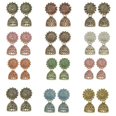 Fancy Fashion Jewellery Jhumka meenakari oxidised kundans flower Earrings