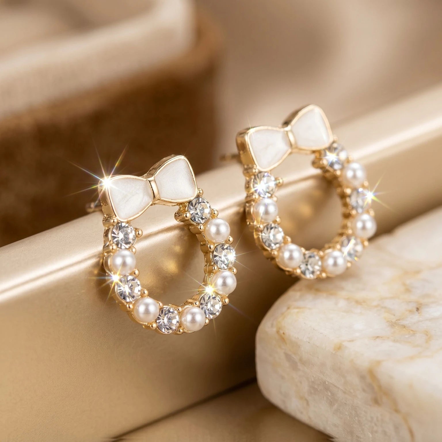 Trendy Korean Style Pearl Earrings Combo Pack (9 Pairs) Beads Alloy Stud Earring