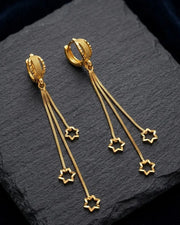 Triple Matariki 18K Gold Earrings from Premium Brass Jewellery. - Jados Fashion