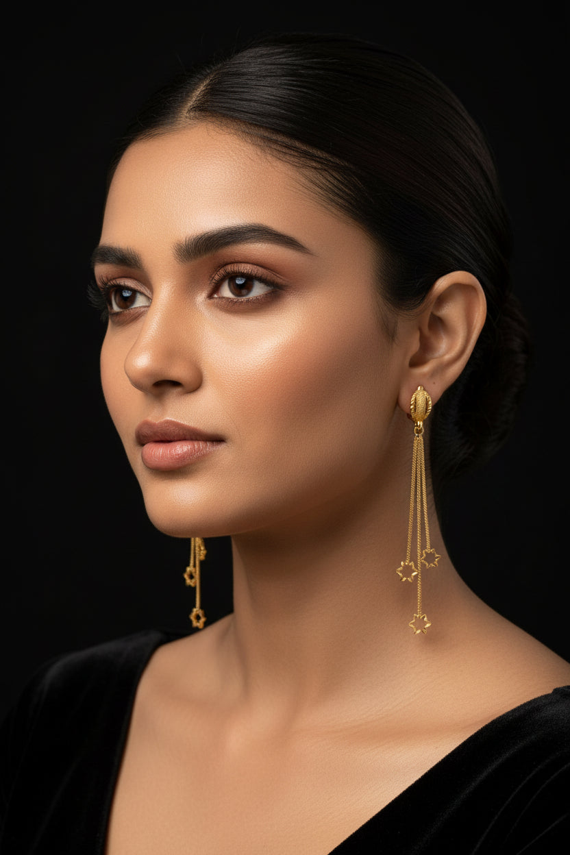 Triple Matariki 18K Gold Earrings from Premium Brass Jewellery.