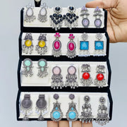 Premium Gift Combo 12 Designer Oxidized Jhumka Earrings Set Folding Box - Jados Fashion