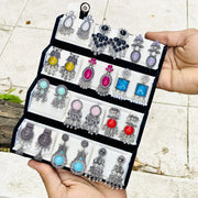 Premium Gift Combo 12 Designer Oxidized Jhumka Earrings Set Folding Box - Jados Fashion
