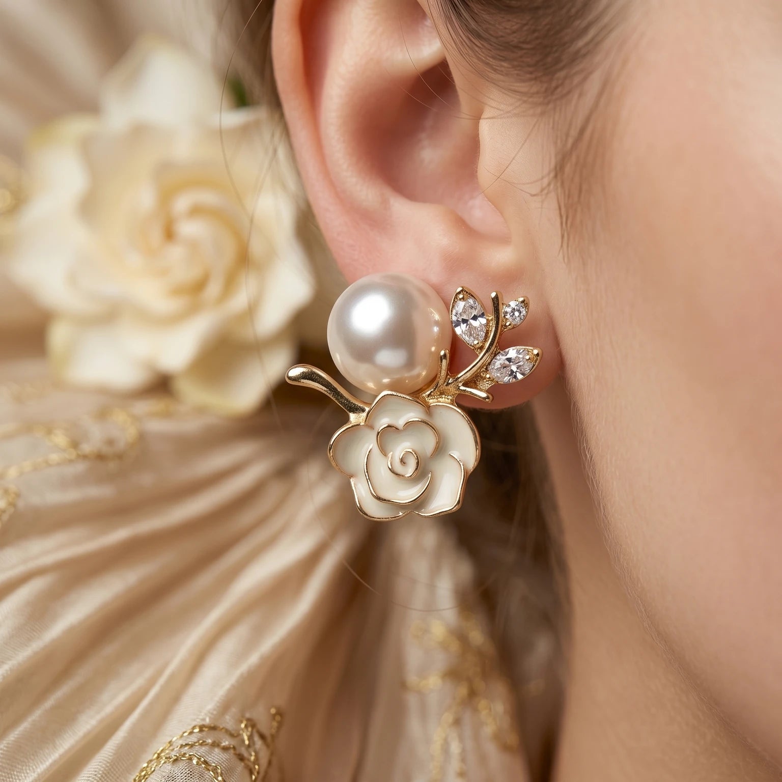 Trendy Korean Style Pearl Earrings Combo Pack (9 Pairs) Beads Alloy Stud Earring
