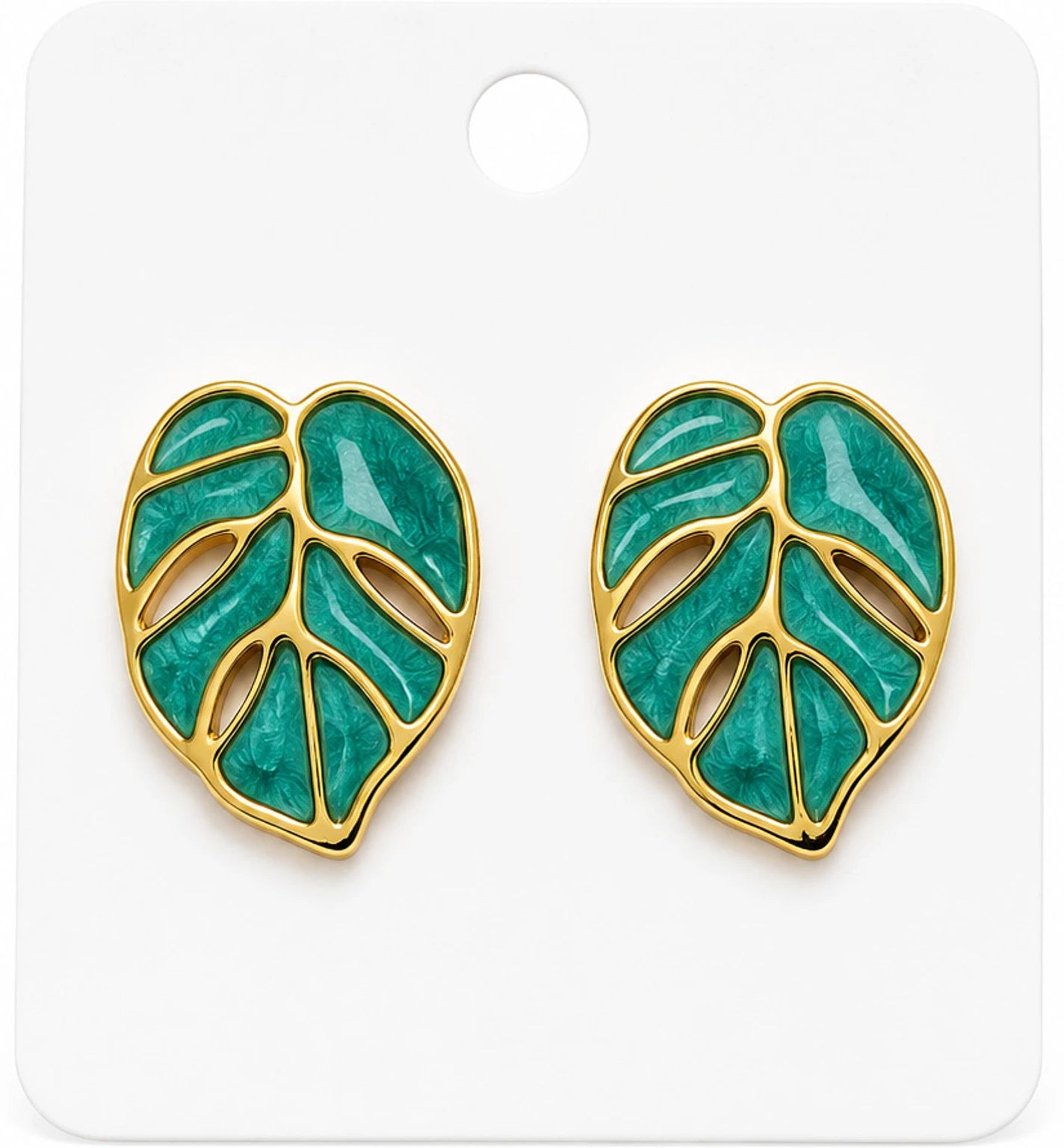 Korean Leaf-Shaped Stud Earrings for Women, Alloy & Stainless Steel