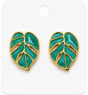 Korean Leaf-Shaped Stud Earrings for Women, Alloy & Stainless Steel - Jados Fashion