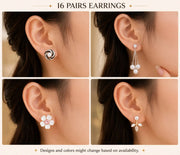 Viral 16 Pair Oxidised Earing Set With Folding Jewelery Box - Jados Fashion
