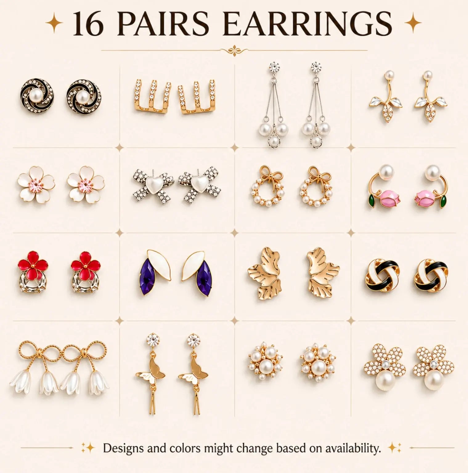 Viral 16 Pair Oxidised Earing Set With Folding Jewelery Box - Jados Fashion