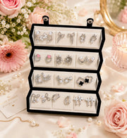 Korean Pearl & Crystal Earrings Combo Box Crystal Alloy Stud Earring, Earring Set - Jados Fashion