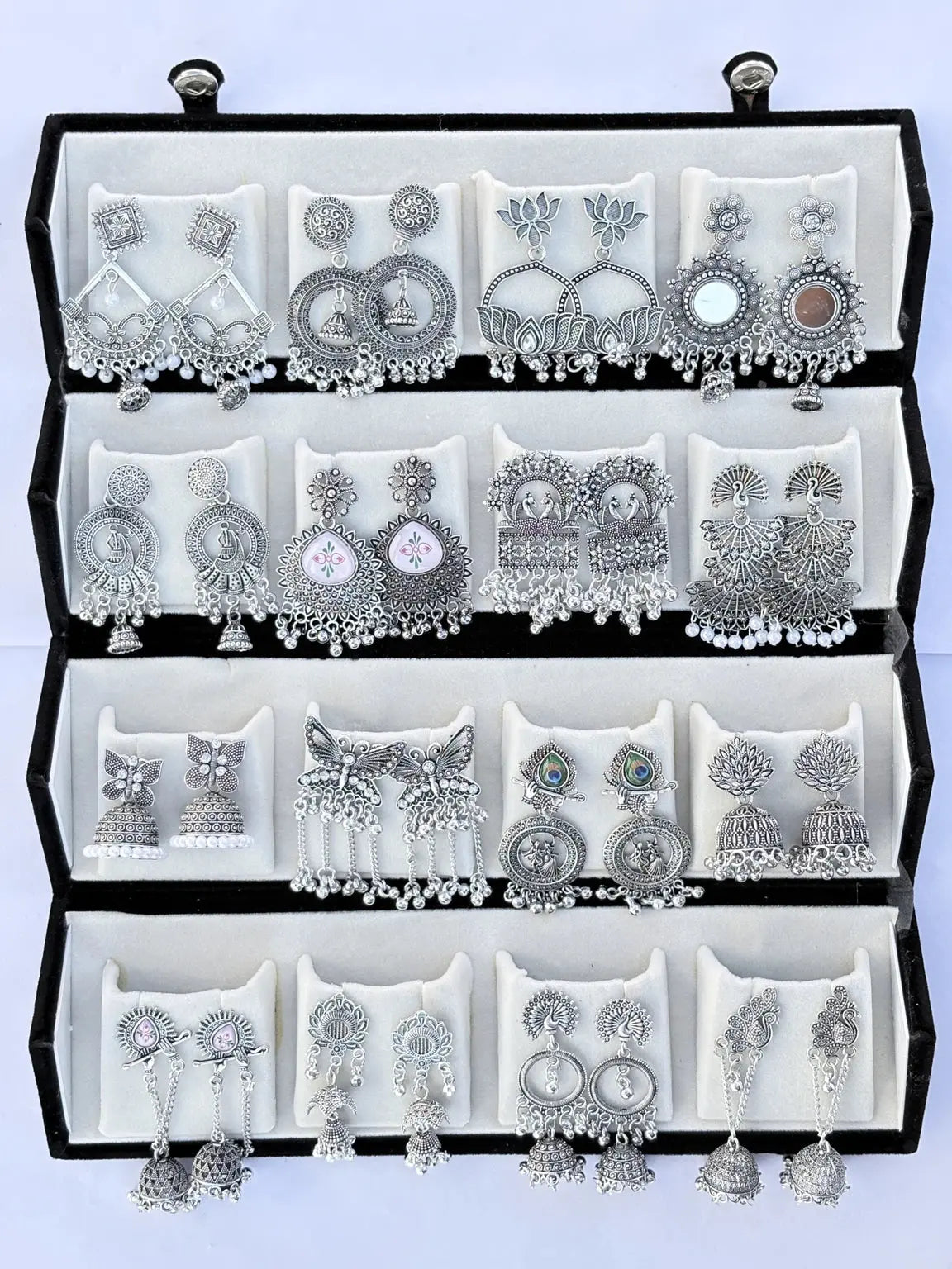 Viral 16 Pair Earing Set With Folding Jewelery Box - Jados Fashion