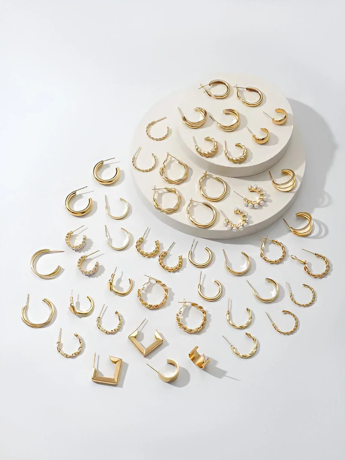 Combo Of 24 Pairs Gold Plated Hoop And Pearl Earrings For Women/Girls