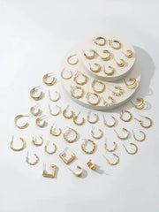 Combo Of 24 Pairs Gold Plated Hoop And Pearl Earrings For Women/Girls - Jados Fashion