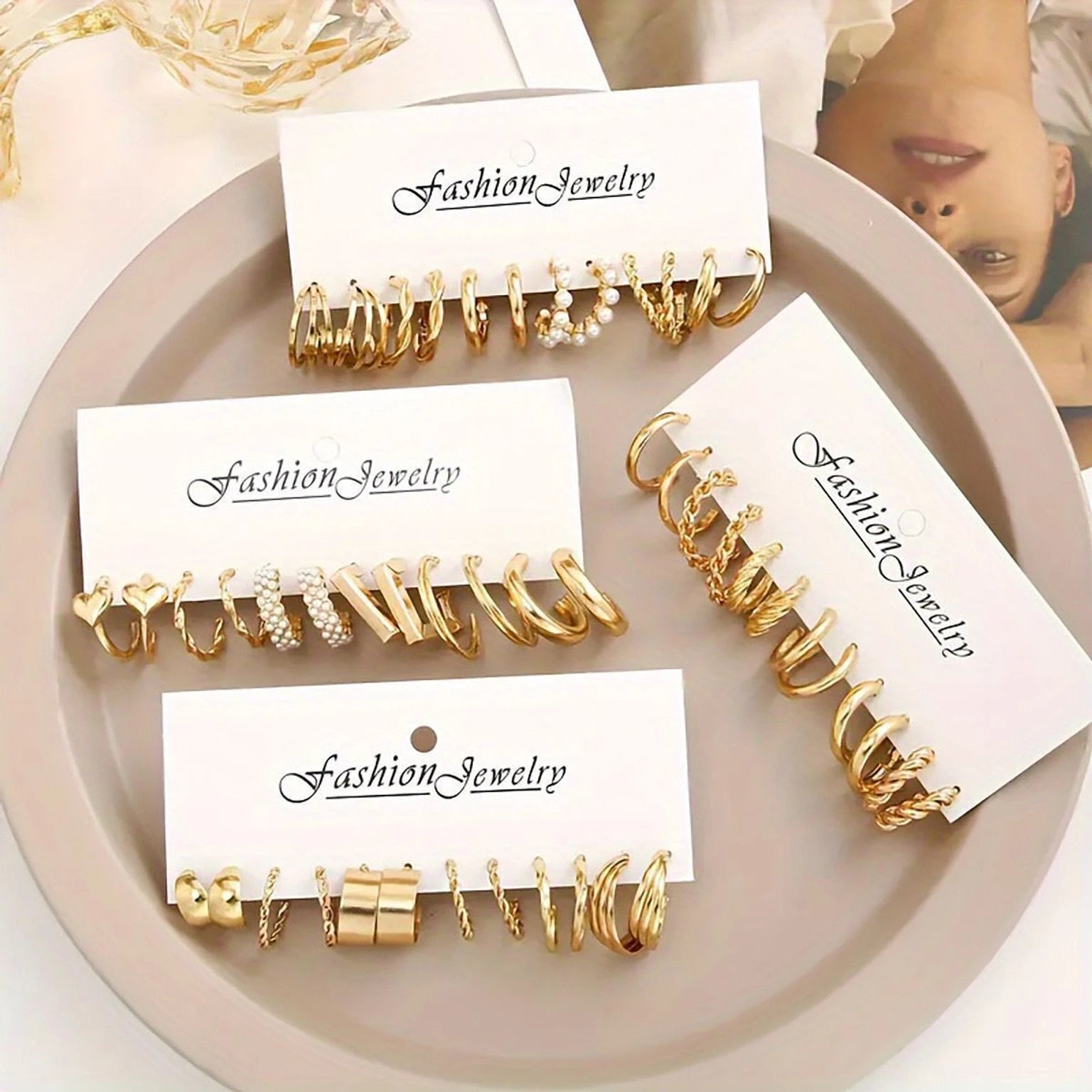 Combo Of 24 Pairs Gold Plated Hoop And Pearl Earrings For Women/Girls